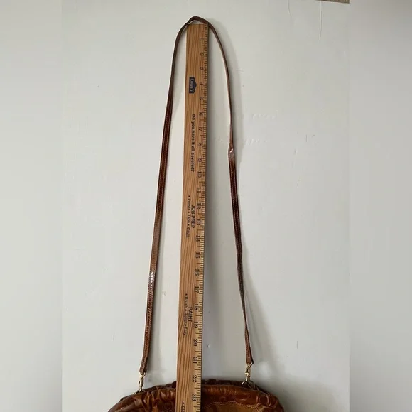 Furla Suede Vintage Brown Crossbody Gold Hardware looks like tiny cat paw prints
